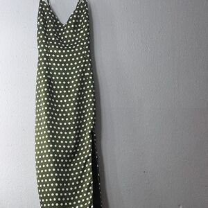 Superdown Olive Polka Dot Midi Dress